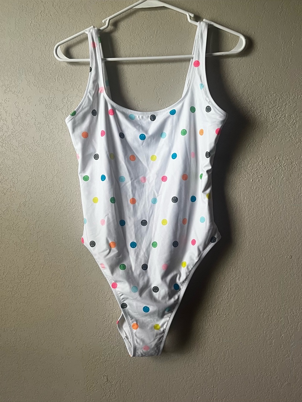 Aerie White Smiley Face Printed One Piece Swimsuit (NWT)